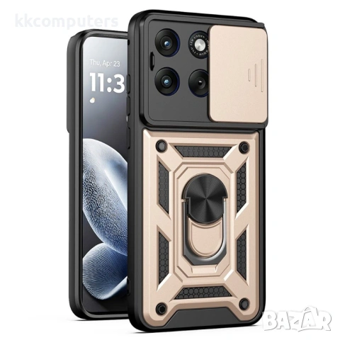 Калъф за Motorola Edge 70 Fusion+ 5G / Fusion 5G с Капаче за Камера и Стойка - PC+TPU, Военна защита, снимка 4 - Калъфи, кейсове - 54120294