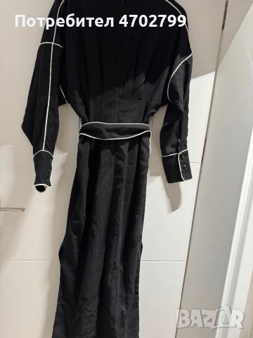 Karen Millen Petite Mono Satin Woven Crepe Contrast Piping Maxi Dress, снимка 7 - Рокли - 53029051