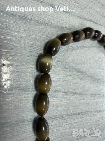 Броеница от полускъпоценен камък "котешко око" №8001 , снимка 4 - Антикварни и старинни предмети - 53924195