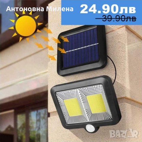 Соларен прожектор с отделен панел с 5м кабел !!!