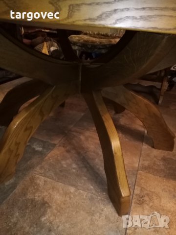  Немска трапезна маса комплект с шест броя масивни дъбови столове, снимка 5 - Маси - 30940834