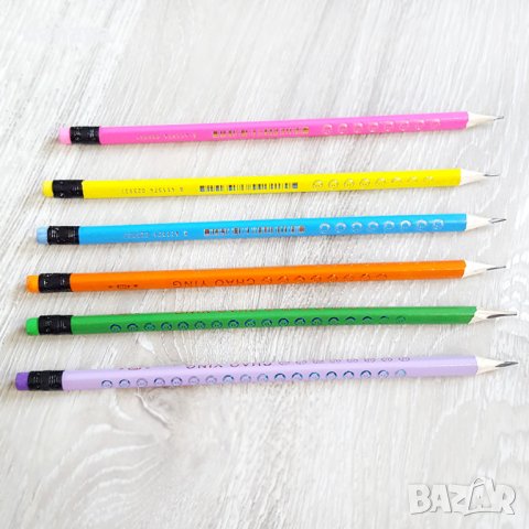 1619 Класически триъгълен графитен молив с гумичка, снимка 2 - Ученически пособия, канцеларски материали - 29667414