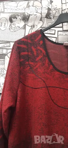 Макси Дълга Стилна Рокля в червено и черно-Размер 58 !, снимка 3 - Рокли - 48024558