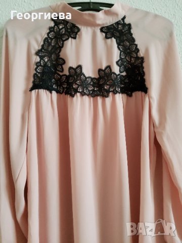 Розова риза с Черна дантела, снимка 1