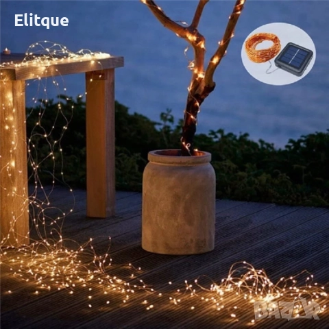 Гирлянд с лед лампички и соларен панел, 10 метра, снимка 8 - Други - 52904105