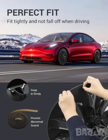 18" Тасове за Tesla model 3, ABS черен мат с капачки в 3 цвята, снимка 7 - Аксесоари и консумативи - 49316377