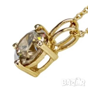 Златно дамско колие с 💯 % ЕСТЕСТВЕН диамант 1,54 ct., снимка 2 - Колиета, медальони, синджири - 49108617