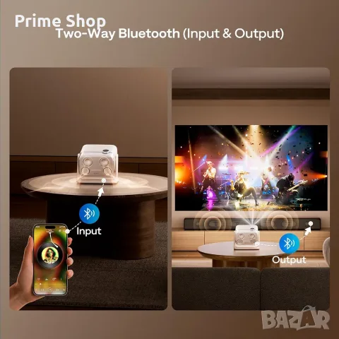Смарт проектор Aurzen Boom Mini, Google TV, 1080P, 4K, 500 ANSI, WiFi, Bluetooth, снимка 9 - Плейъри, домашно кино, прожектори - 56077642