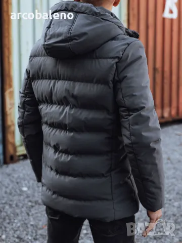 Мъжко зимно ватирано яке с качулка, 3цвята , снимка 4 - Якета - 47390459