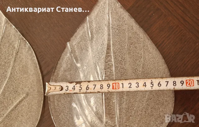 Двойка стъклени листа в стил Мурано , снимка 4 - Декорация за дома - 56441359