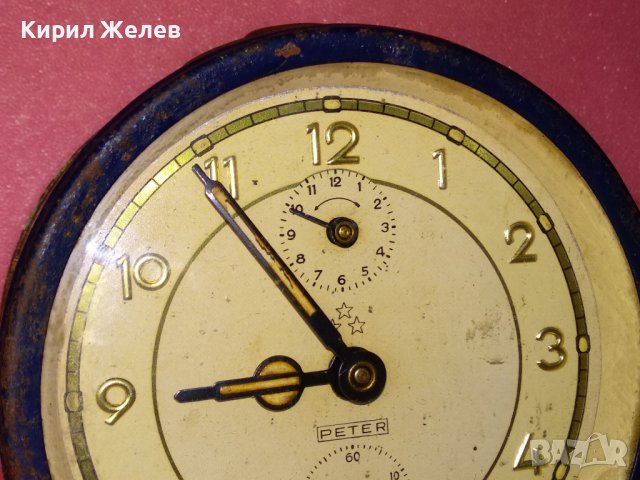 PETER MADE in GERMANY Стар КОЛЕКЦИОНЕРСКИ МЕХАНИЧЕН БУДИЛНИК ВИНТИДЖ МОДЕЛ НЕМСКИ РЯДЪК 43710, снимка 3 - Антикварни и старинни предмети - 44464898