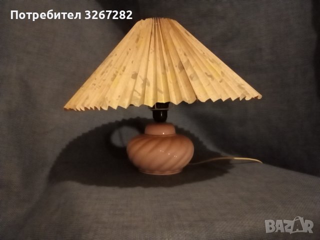 Лампа,Настолна, Абажур Платнен, Основа Керамика, снимка 6 - Настолни лампи - 42871846