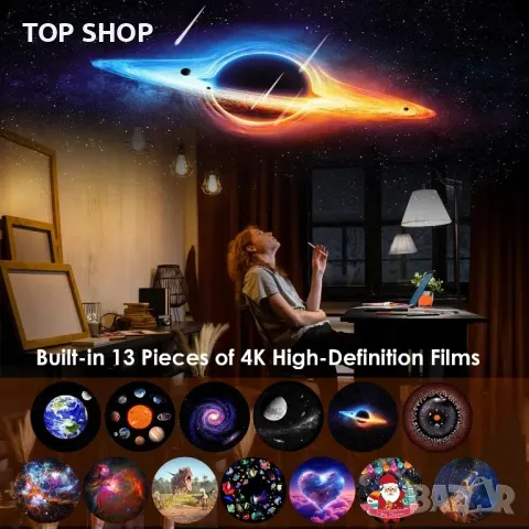 Galaxy проектор планетариум с метеор ефект 4к звезден прожектор, снимка 2 - Детски нощни лампи - 49093072