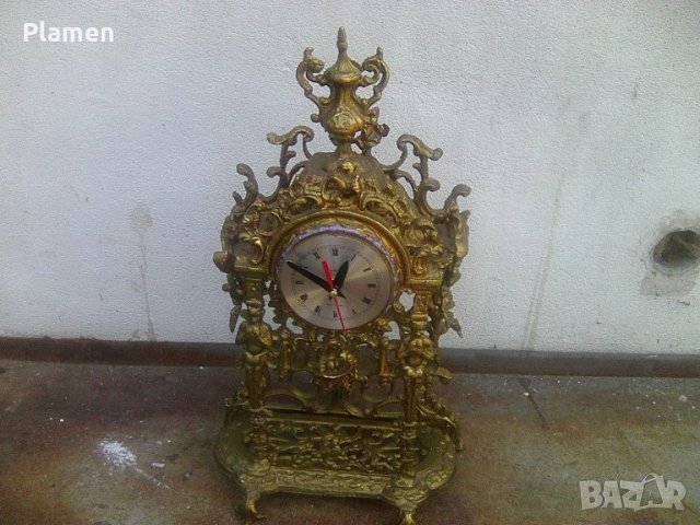 Стар месингов немски каминен часовник Петер, снимка 1 - Други ценни предмети - 37767497