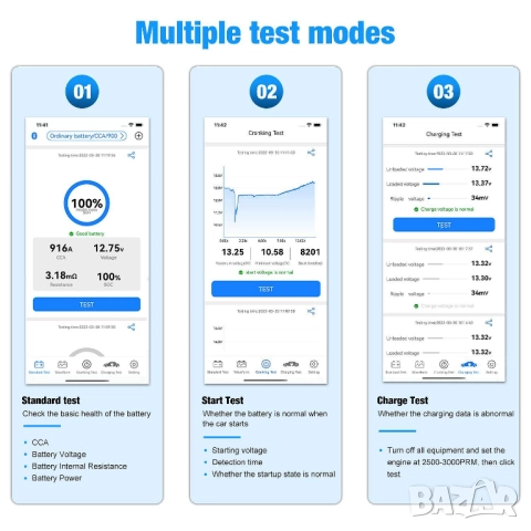 Безжичен тестер за акумулатори KONNWEI BK200, снимка 7 - Аксесоари и консумативи - 52078185