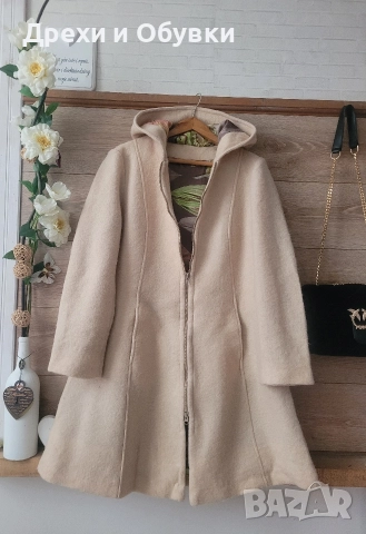 Бежово палто с качулка , снимка 5 - Палта, манта - 49184376