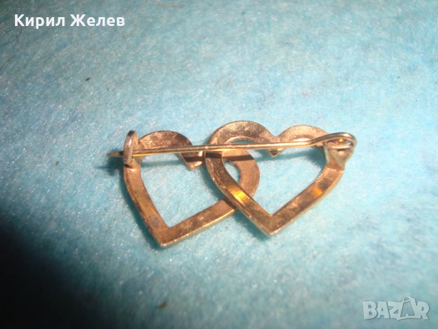 СТОМАНЕНА ПОЗЛАТЕНА АРТ НУВО БРОШКА - СЪРЧИЦА МАЙСТОРСКА СТАРА ИЗРАБОТКА ВИНТИДЖ БИЖУ 8808, снимка 4 - Антикварни и старинни предмети - 35605625