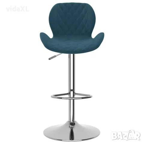 vidaXL Бар табуретки, 2 бр, сини, кадифе, снимка 4 - Столове - 56147002