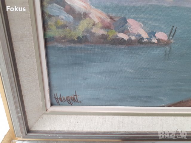 Голяма майсторска картина масло на платно рамка подпис, снимка 3 - Антикварни и старинни предмети - 37981134