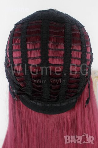 Дълга права червена перука с черни корени Джесика, снимка 5 - Аксесоари за коса - 37939335