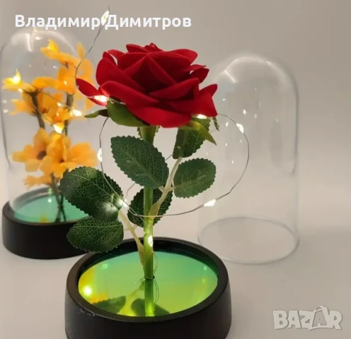 Вечна роза в стъкленица с лед светлина!подарък , снимка 3 - Подаръци за жени - 51041756