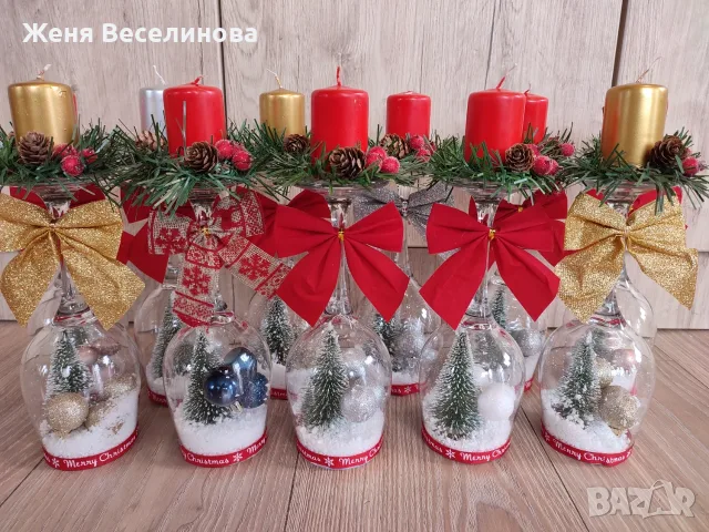 Ръчно изработени коледни свещници, снимка 9 - Коледни подаръци - 56484344