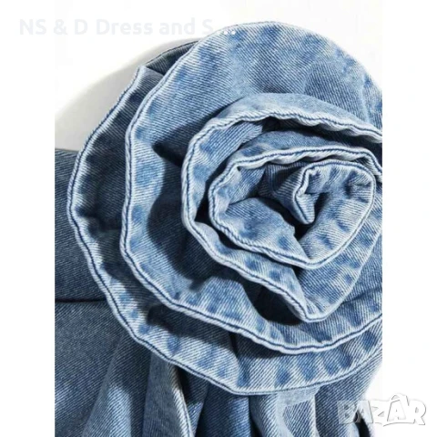 Дамска къса дънкова пола с 3D роза, снимка 4 - Поли - 50524464