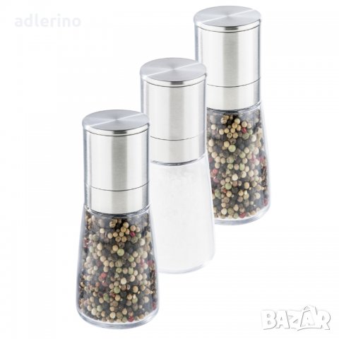 Мелнички за подправки - за сол, черен пипер или подправки - неръждаема стомана - Д: 6.5 см, В: 13 см, снимка 5 - Аксесоари за кухня - 34401488
