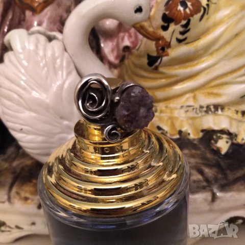 Авторски сребърен пръстен с аметистова друза намален 