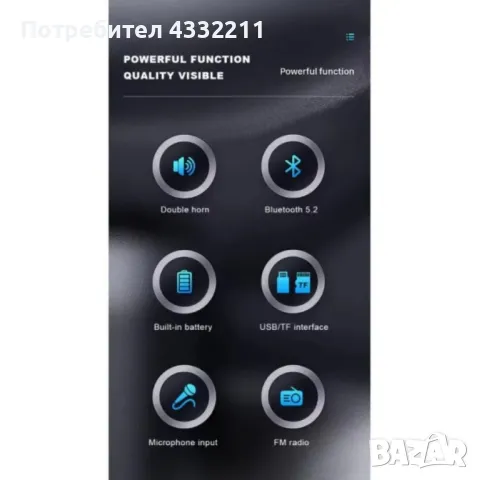 Преносим високоговорител WSJAR E-4202 с мощен бас, RGB осветление и Bluetooth 5.0, снимка 1