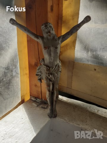 Старо голямо чугунено разпятие Исус Христос кръст религия, снимка 2 - Антикварни и старинни предмети - 37910852