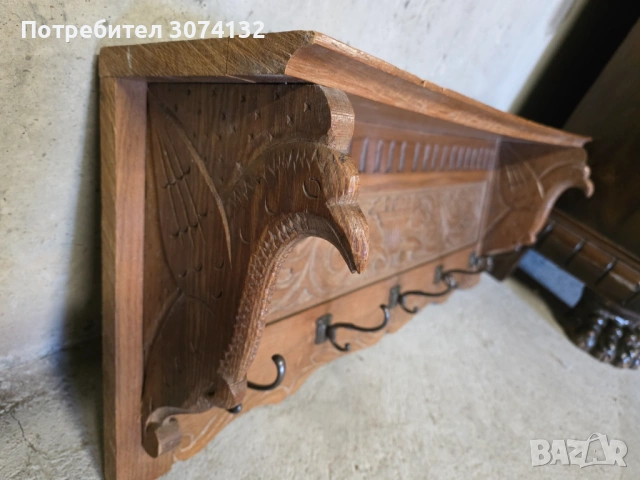 Закачалка за стена с дърворезба, снимка 3 - Закачалки - 54359604