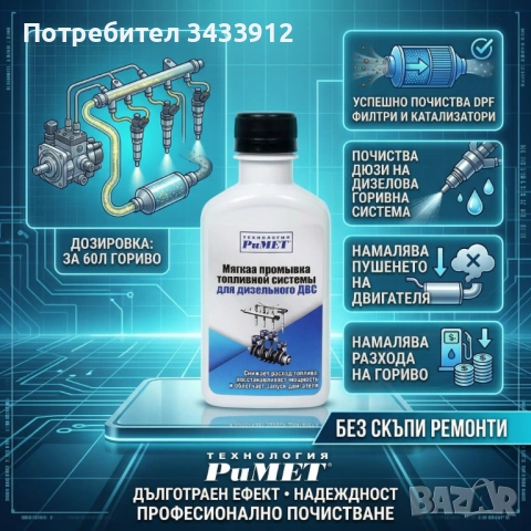 Добавка РиМЕТ за почистване на ДЮЗИ при ДИЗЕЛОВА ГОРИВНА СИСТЕМА