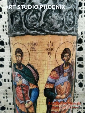 Икона на Св. Св. Теодор Тирон и Теодор Стратилат icona Sveti Teodor, снимка 8 - Картини - 13262388