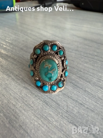Сребърен пръстен с тюркоаз №7537 