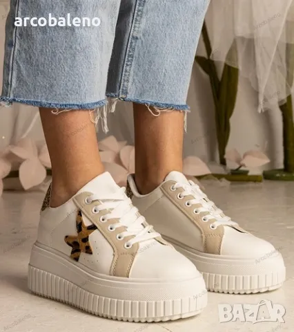 Дамски ниски кецове, украсени с брокат и звезда Taleda, 2цвята , снимка 6 - Кецове - 49556404