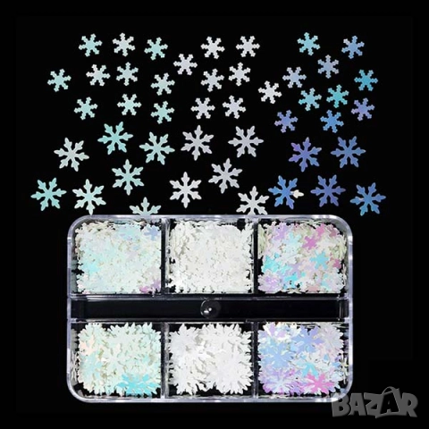 РАЗПРОДАЖБА - Холограмни конфети снежинки за нокти