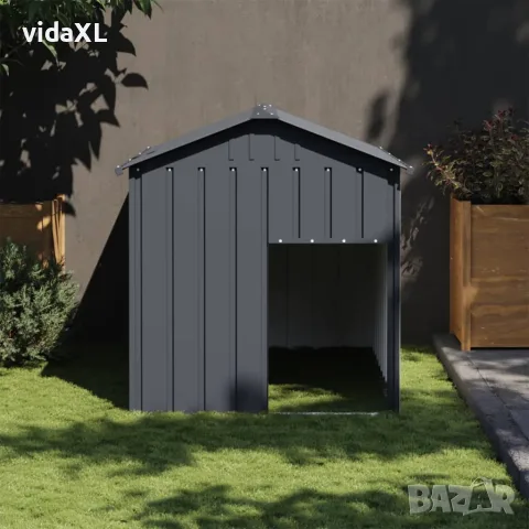 vidaXL Кучешка къща с покрив, антрацит, 117x153x123 см, стомана, снимка 2 - За кучета - 56146299