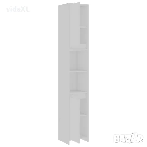 vidaXL Шкаф за баня, бял, 30x30x183,5 см, ПДЧ, снимка 5 - Шкафове - 56147859