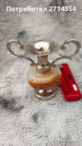 Посребрена амфора, снимка 3 - Антикварни и старинни предмети - 52341607