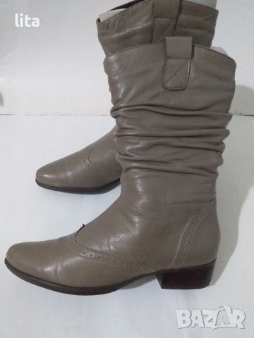 Кожени ботуши GIDO (сиви) Размер 38, снимка 4 - Дамски ботуши - 38718702