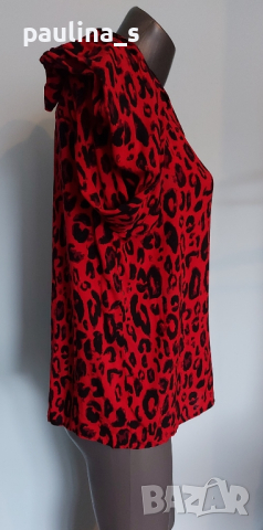 Дизайнерска риза в животински принт в червено Amisu / голям размер , снимка 7 - Ризи - 44583846