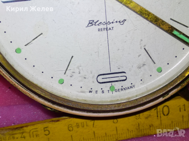 BLESSING REPEAT ALARM WEST GERMANY Стар РЯДЪК МОДЕЛ КОЛЕКЦИОНЕРСКИ МЕХАНИЧЕН НЕМСКИ БУДИЛНИК 26470, снимка 2 - Антикварни и старинни предмети - 44549441