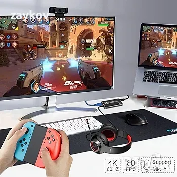 Nintendo Switch карта за заснемане, 4K HDMI карта за видео заснемане, 1080P 60FPS

, снимка 6 - Друга електроника - 50144216
