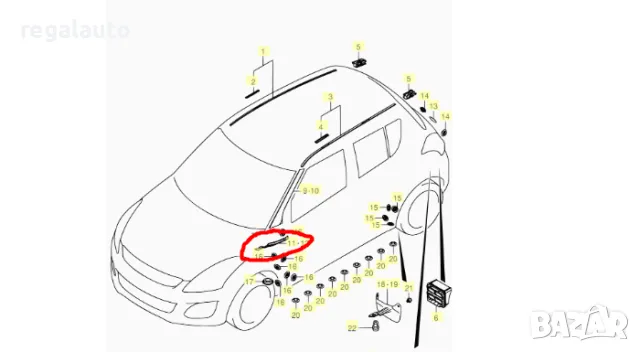 7716171L00,лайсна дясна под предна колона SUZUKI SWIFT 2010-2016