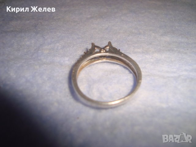 СТАР СРЕБЪРЕН ПРЪСТЕН СРЕБРО 925 с ГНЕЗДА за ИНКРУСТИРАНЕ на 3 СКЪПОЦЕННИ КАМЪЧЕТА 28765, снимка 7 - Пръстени - 37268785