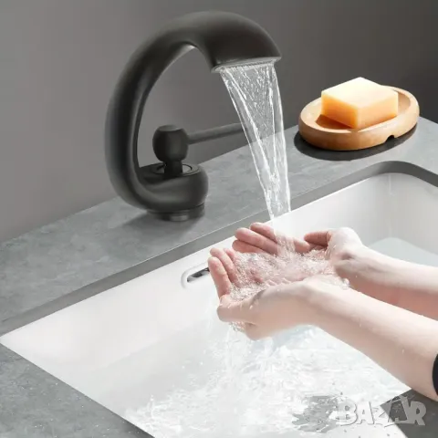 🖤 МОДЕРЕН ЧЕРЕН КРАН ЗА БАНЯ С ВОДОПАДНА ИЗЛИВКА – ЛУКС И СТИЛ ОТ BBConstruction!