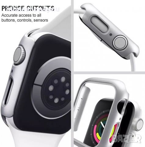 Кейс + Стъклен Протектор за Apple Watch 7 6 5 SE 40 41 44 45mm 3D 5D, снимка 2 - Аксесоари за Apple - 35406990