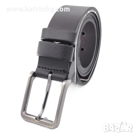 Мъжки колан от естествена кожа в черно – с класическа сребриста катарама Код на продукта:C-0025