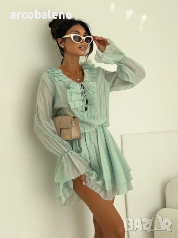 Елегантна дамска рокля с волани BELLA, 6цвята , снимка 8 - Рокли - 53939912